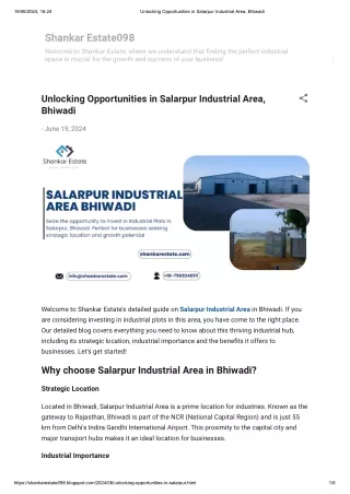 Unlocking Opportunities in Salarpur Industrial Area, Bhiwadi