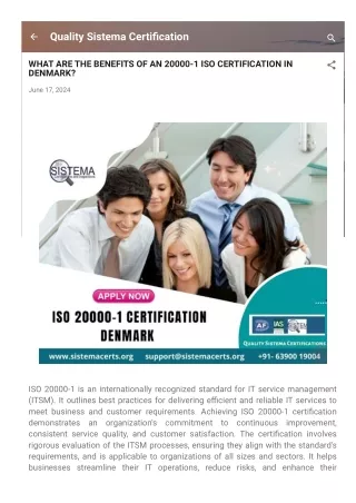 WHAT ARE THE BENEFITS OF AN 20000-1 ISO CERTIFICATION IN DENMARK?