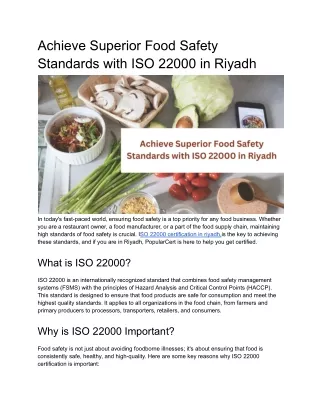 Achieve Superior Food Safety Standards with ISO 22000 in Riyad