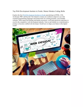 Top Web Development Institute in Noida | Master Modern Coding Skills