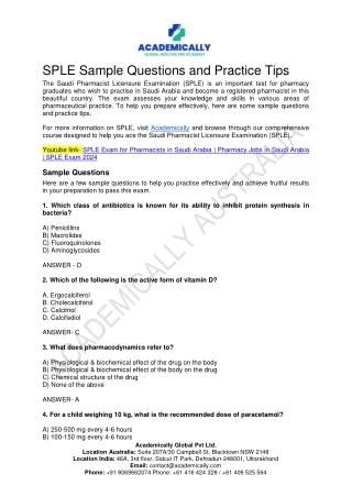 SPLE Sample Questions and Practice Tips