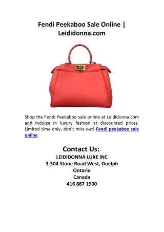 Fendi Peekaboo Sale Online | Leididonna.com