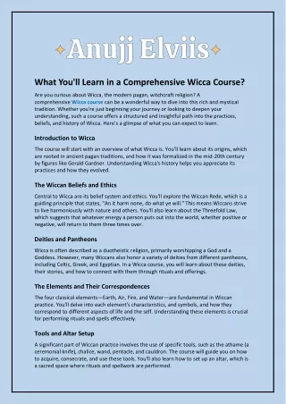 What You'll Learn in a Comprehensive Wicca Course?