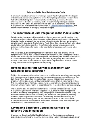 Salesforce Public Cloud Data Integration Tools