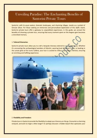 Unforgettable Adventures Await: Santorini Shore Excursion Tours