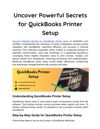Uncover Powerful Secrets for QuickBooks Printer Setup