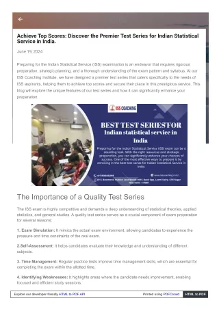 Elevate Your ISS Scores: Top Test Series Choices