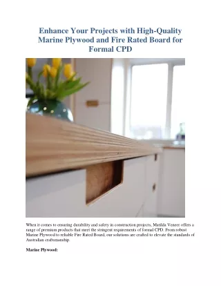 Enhance Your Projects with High-Quality Marine Plywood and Fire Rated Board for Formal CPD 11