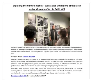 Exploring the Cultural Riches - Events and Exhibitions at the KNMA