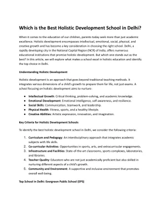 Exploring the Best Holistic Development School in Delhi