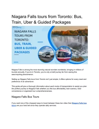 Niagara Falls tours from Toronto_ Bus, Train, Uber & Guided Packages