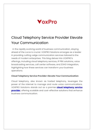 Cloud Telephony Service Provider Elevate Your Communication