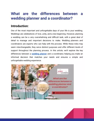 What are the differences between a wedding planner and a coordinator_Shree Caterers