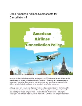Does American Airlines Compensate for Cancellations