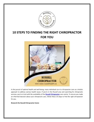 10 STEPS TO FINDING THE RIGHT CHIROPRACTOR FOR YOU