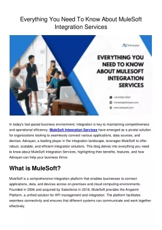 Everything You Need To Know About MuleSoft Integration Services