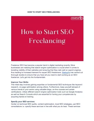 HOW TO START SEO FREELANCING
