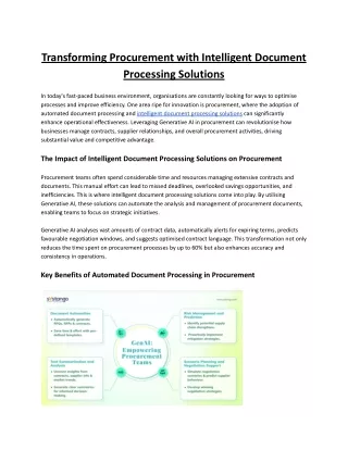 Transforming Procurement with Intelligent Document Processing Solutions