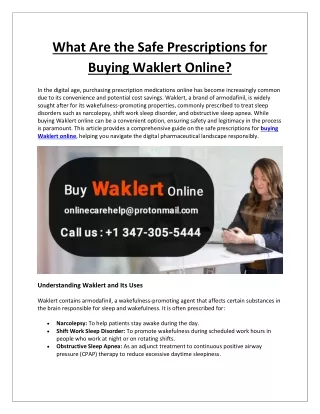What Are the Safe Prescriptions for Buying Waklert Online