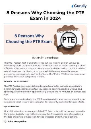 8 Reasons Why Choosing the PTE Exam in 2024