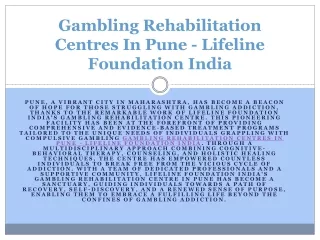 Gambling De-Addiction Centre In Pune - Lifeline Foundation India