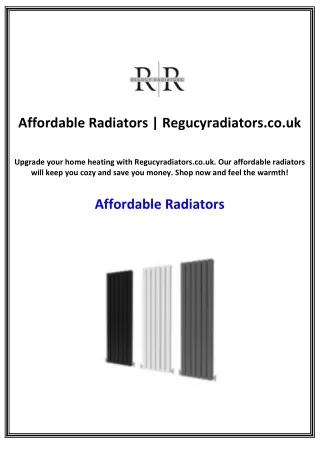 Affordable Radiators | Regucyradiators.co.uk