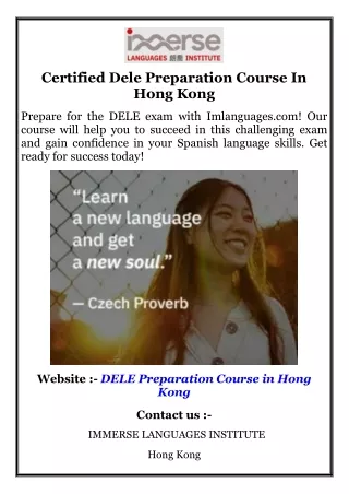 Certified Dele Preparation Course In Hong Kong