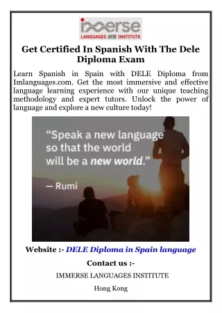 Get Certified In Spanish With The Dele Diploma Exam