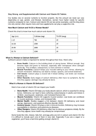 Stay Strong  and Supplemented with Calcium and Vitamin D3 Tablets 1