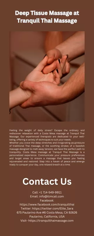 Deep Tissue Massage at Tranquil Thai Massage