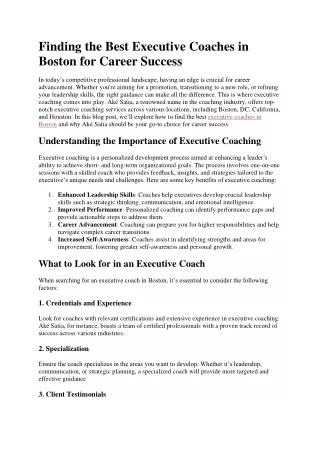 Finding the Best Executive Coaches in Boston for Career Success