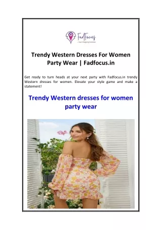 Trendy Western Dresses For Women Party Wear  Fadfocus.in