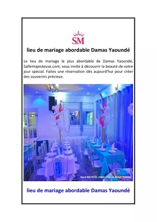 lieu de mariage abordable Damas Yaoundé