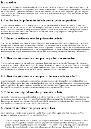 Comment créer une ambiance zen avec des présentoirs en bois dans votre institut