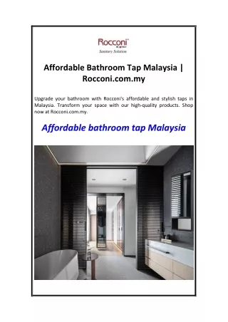 Affordable Bathroom Tap Malaysia  Rocconi.com.my