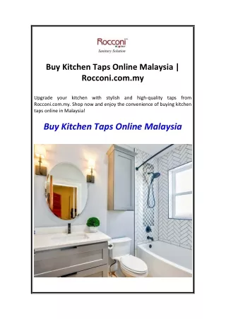 Buy Kitchen Taps Online Malaysia  Rocconi.com.my