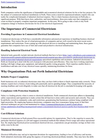 Why Perth Enterprises Count on Industrial Electricians for Key Jobs