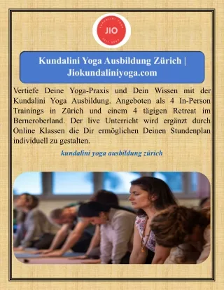 Kundalini Yoga Ausbildung Zürich  Jiokundaliniyoga.com