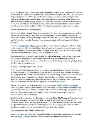 Bedeutung des Kaufs von Twitch Followern