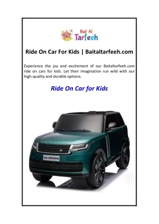 Ride On Car For Kids  Baitaltarfeeh.com