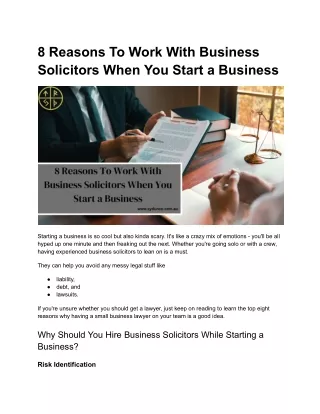 8 Reasons To Work With Business Solicitors When You Start a Business.docx