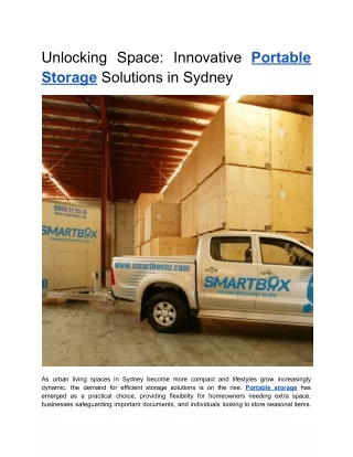 Unlocking Space: Innovative Portable Storage Solutions in Sydney