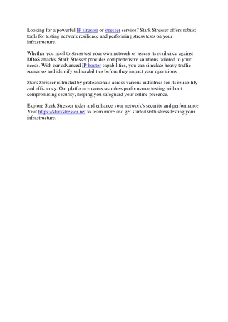 Stark Stresser Reliable IP Stresser and Booter Service