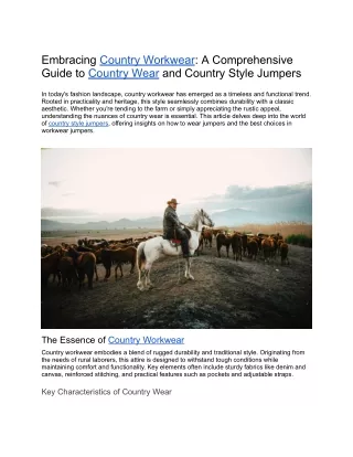 Embracing Country Workwear_ A Comprehensive Guide to Country Wear and Country Style Jumpers