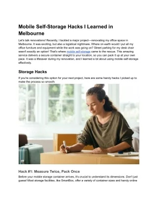 Mobile Self Storage Hacks I Learned in Melbourne