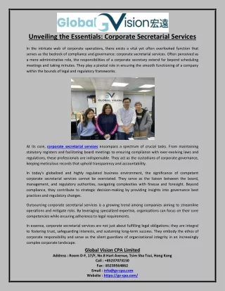 Unveiling the Essentials Corporate Secretarial Services