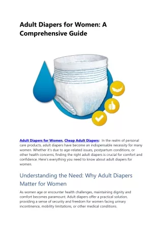 Adult Diapers for Women  A Comprehensive Guide