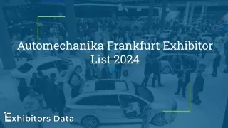 Automechanika Frankfurt Exhibitor List 2024