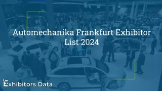 Automechanika Frankfurt Exhibitor List 2024