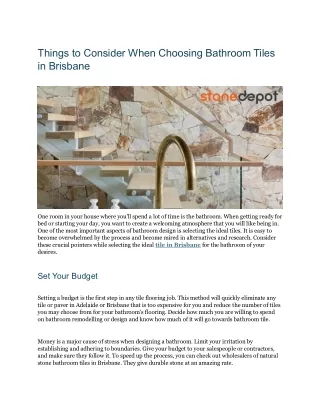 Things to Consider When Choosing Bathroom Tiles in Brisbane